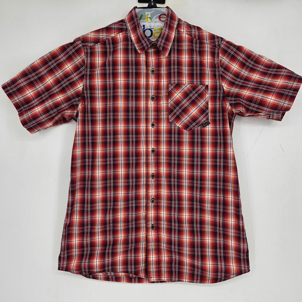 5.11 Tactical Shirt Mens Small Plaid Short Sleeve Snap Button Pocket Workwear